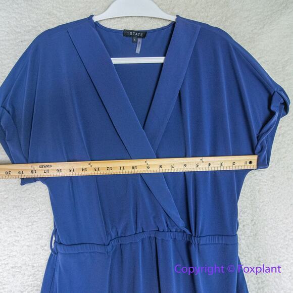 New! 1.STATE Women's Cuffed Sleeve Romper‎ Blue, size L - Picture 6 of 11